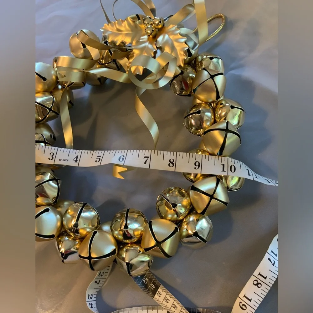 Gold Holiday Wreath with Bells